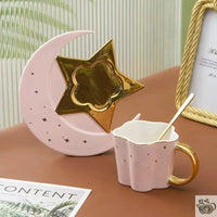 Thumbnail for Tasse en porcelaine sur soucoupe lune étoilée | Théières à la folie