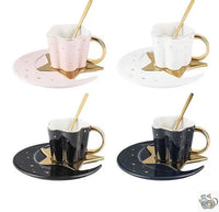 Thumbnail for Tasse en porcelaine sur soucoupe lune étoilée | Théières à la folie