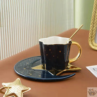 Thumbnail for Tasse porcelaine sur soucoupe lune étoilée | Théières à la folie