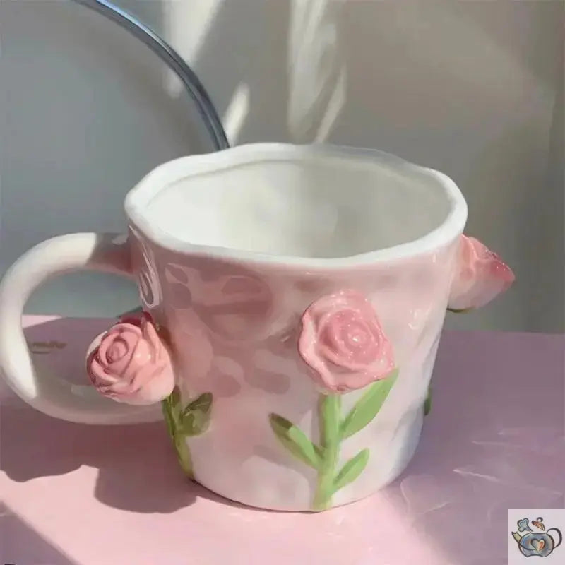 Tasse romantique fleurs 3D | Théières à la folie