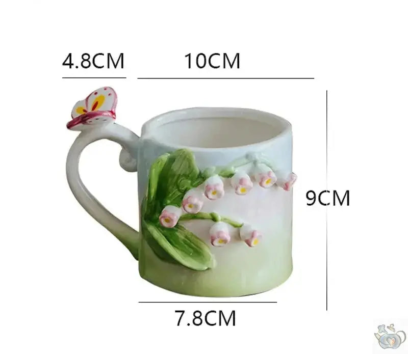 Tasse romantique fleurs 3D | Théières à la folie