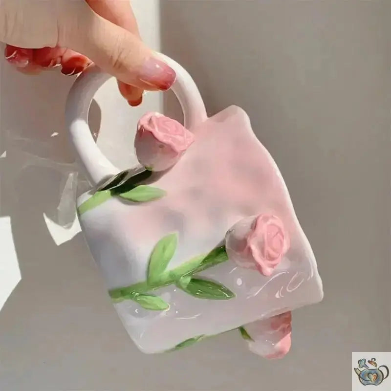 Tasse romantique fleurs 3D | Théières à la folie