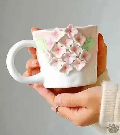 Tasse romantique fleurs 3D | Théières à la folie