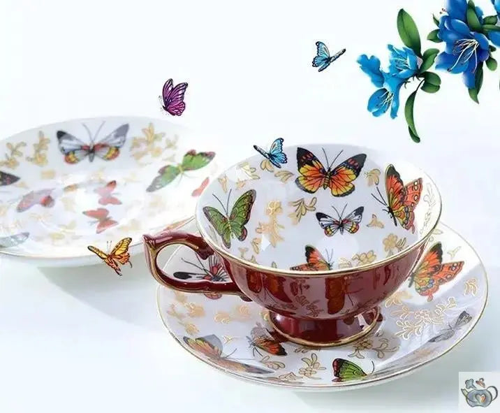 Tasse européenne porcelaine papillons |  Théières à la folie