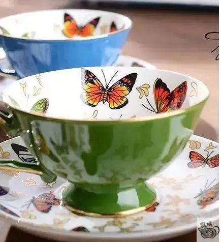 Tasse européenne porcelaine papillons |  Théières à la folie