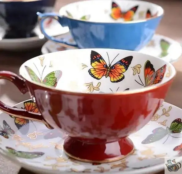 Tasse européenne porcelaine papillons |  Théières à la folie