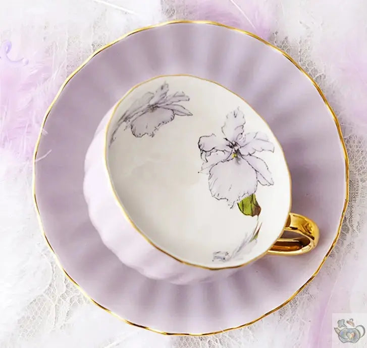 ​Tasses porcelaine pastel intérieur fleuri | Théières à la folie