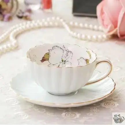 Tasses porcelaine pastel intérieur fleuri | Théières à la folie