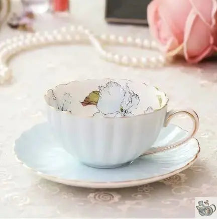 Tasses porcelaine pastel intérieur fleuri | Théières à la folie