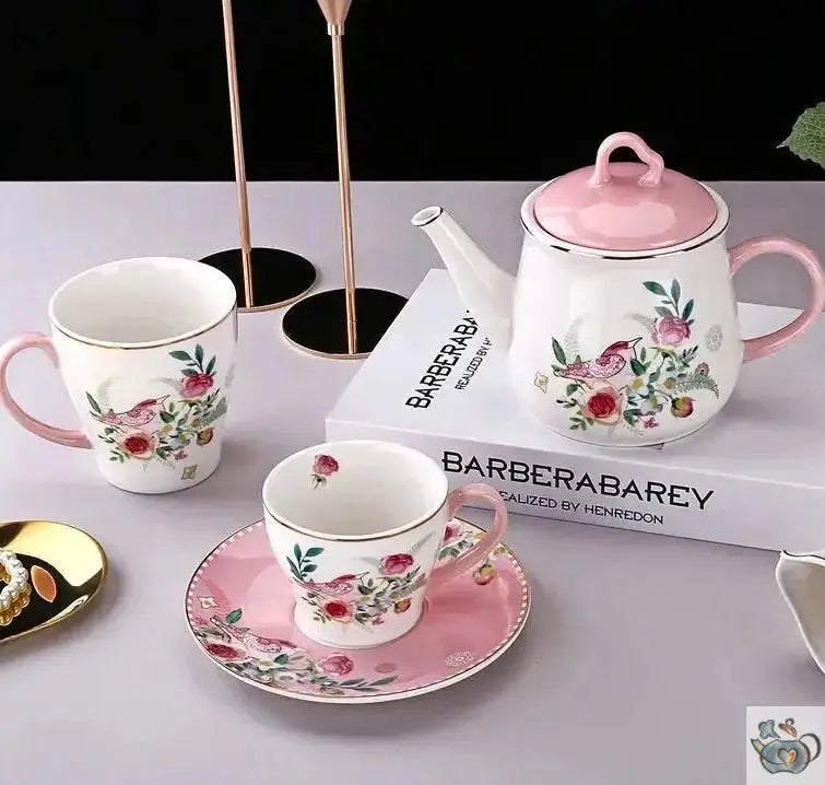 Théière à compléter en céramique rose et blanc | Théières à la folie