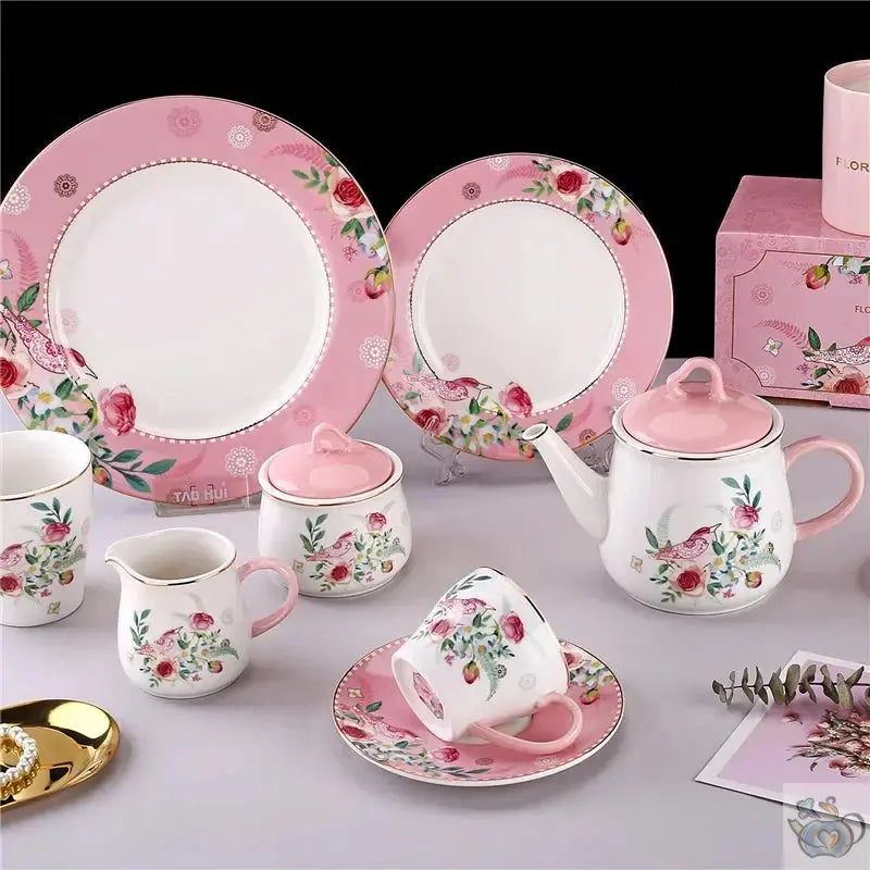 Théière à compléter en céramique rose et blanc | Théières à la folie