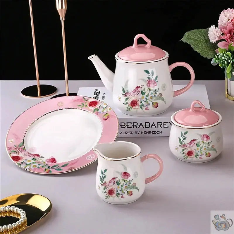 Théière à compléter en céramique rose et blanc | Théières à la folie