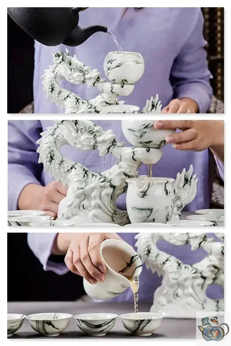 Théière dragon céramique marbrée semi-automatique | Théières à la folie