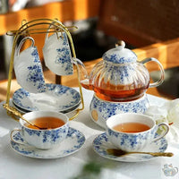 Thumbnail for Théière en porcelaine gaufrée fleurs bleues | Théières à la folie