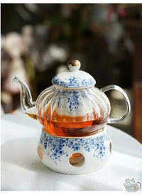 Thumbnail for Théière en porcelaine gaufrée fleurs bleues | Théières à la folie
