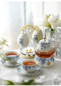 Thumbnail for Théière en porcelaine gaufrée fleurs bleues | Théières à la folie