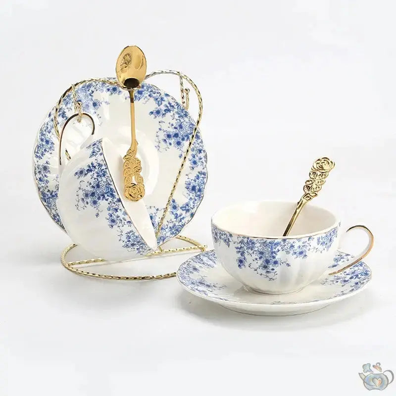 Théière en porcelaine gaufrée fleurs bleues | Théières à la folie