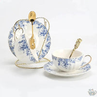 Thumbnail for Théière en porcelaine gaufrée fleurs bleues | Théières à la folie