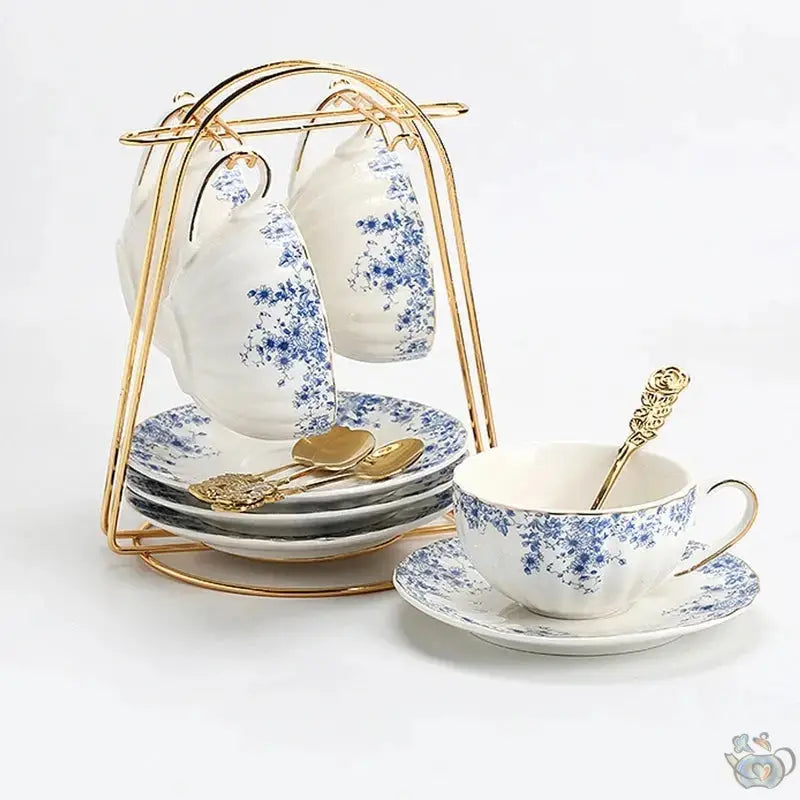 Théière en porcelaine gaufrée fleurs bleues | Théières à la folie