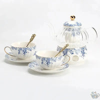 Thumbnail for Théière en porcelaine gaufrée fleurs bleues | Théières à la folie