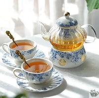 Thumbnail for Théière en porcelaine gaufrée fleurs bleues | Théières à la folie