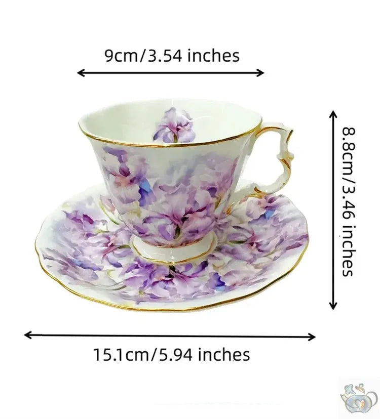 Théière en porcelaine iris mauves en aquarelle | Théières à la folie