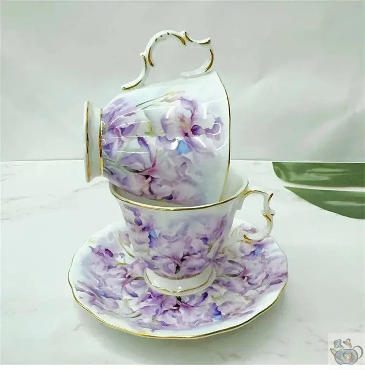 Théière en porcelaine iris mauves en aquarelle | Théières à la folie