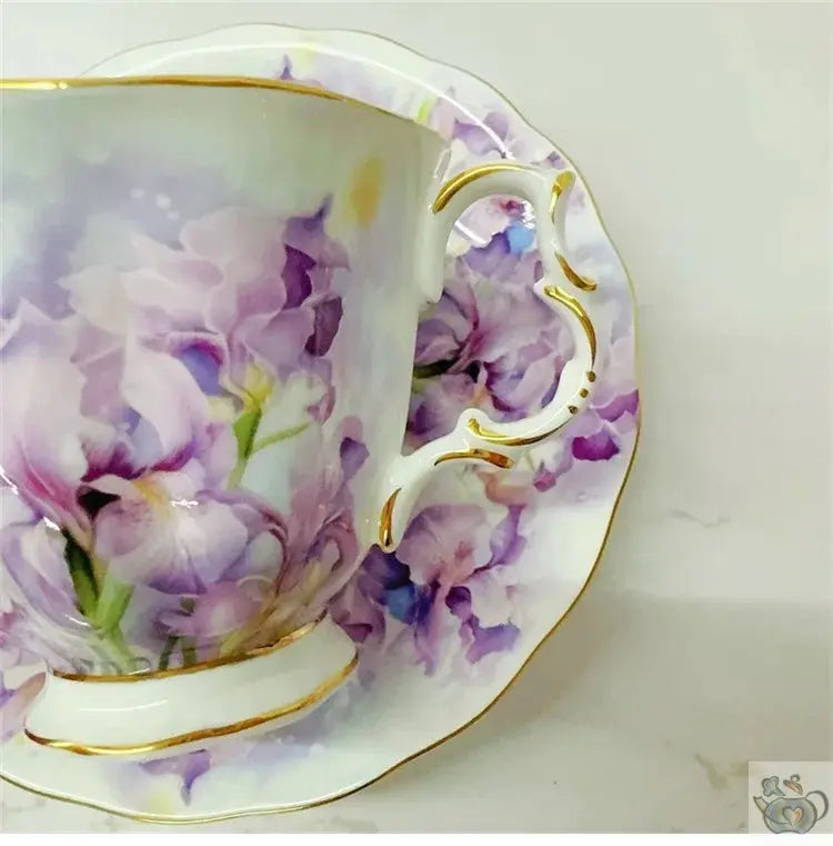 Théière en porcelaine iris mauves en aquarelle | Théières à la folie