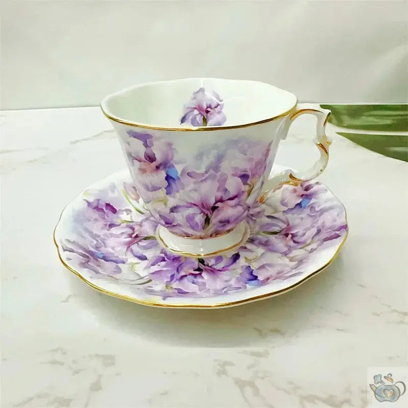 Théière en porcelaine iris mauves en aquarelle | Théières à la folie