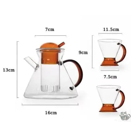 Théière en verre couleurs et design conique | Théières à la folie