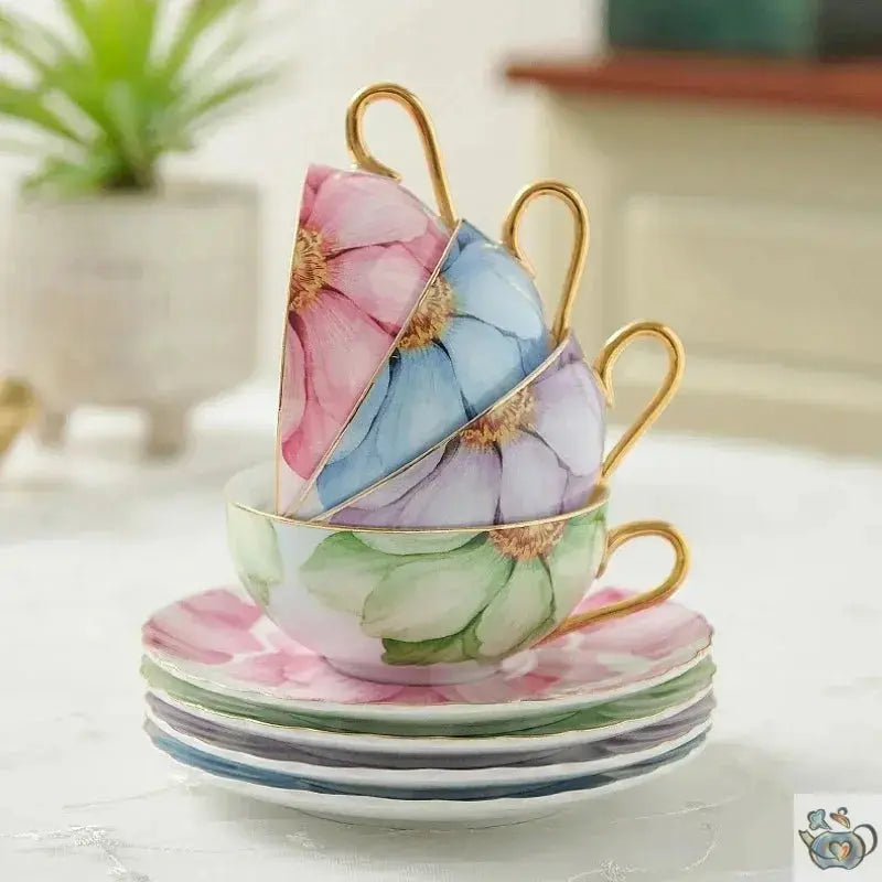 Théière et tasse fleuries en porcelaine fine | Théières à la folie