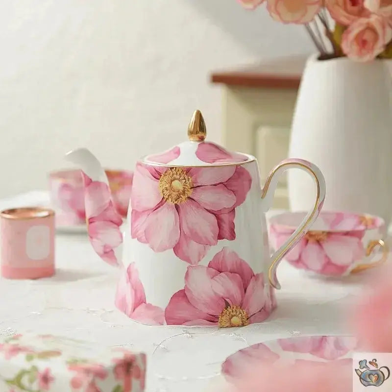 Théière et tasse fleuries en porcelaine fine | Théières à la folie