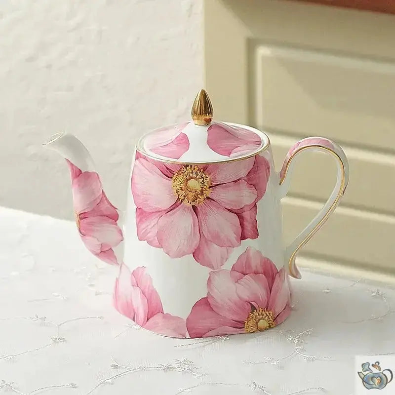 Théière et tasse fleuries en porcelaine fine | Théières à la folie