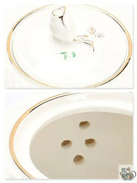 Thumbnail for Théière porcelaine blanche bouquets verts | Théières à la folie