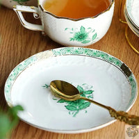 Thumbnail for Théière porcelaine blanche bouquets verts | Théières à la folie