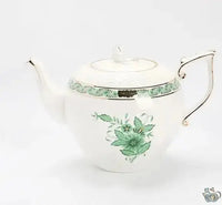 Thumbnail for Théière porcelaine blanche bouquets verts | Théières à la folie