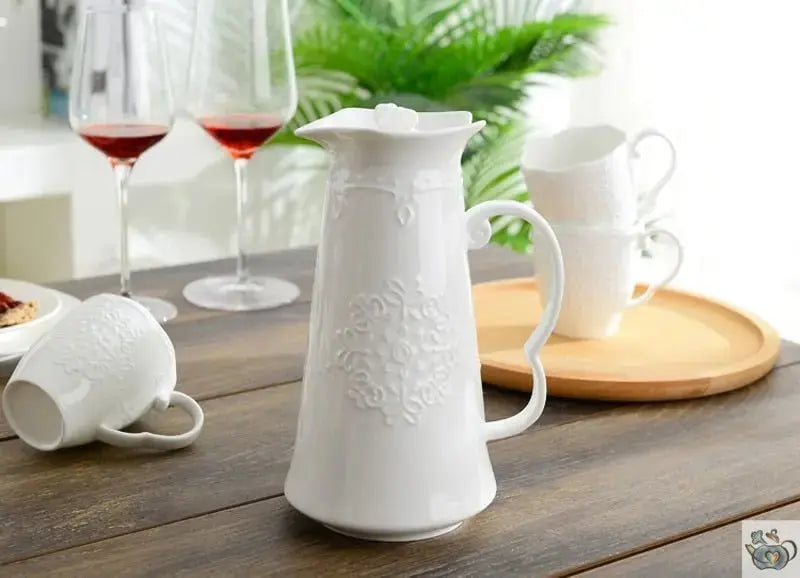 Théière porcelaine blanche d'antan et 2 tasses | Théières à la folie