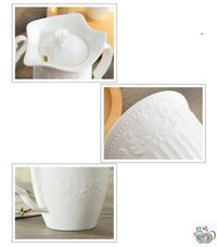 Thumbnail for Théière porcelaine blanche d'antan et 2 tasses | Théières à la folie