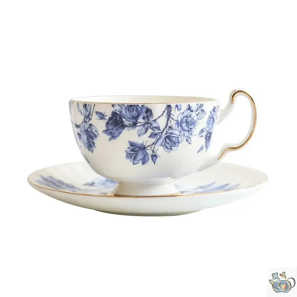 Théière porcelaine fleurie de roses bleues | Théières à la folie