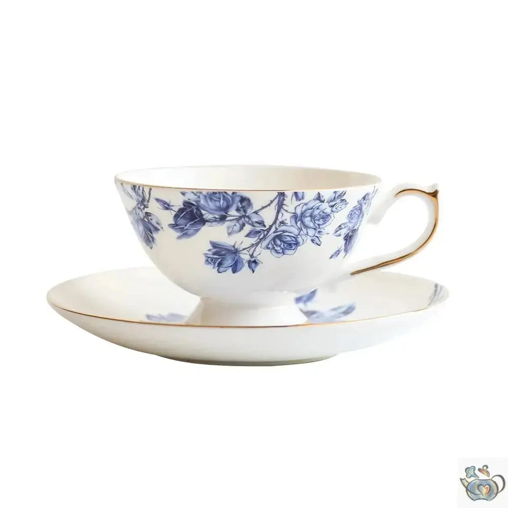 Théière porcelaine fleurie de roses bleues | Théières à la folie