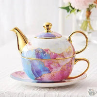 Thumbnail for Théière solitaire en porcelaine bleue et rose | Théières à la folie