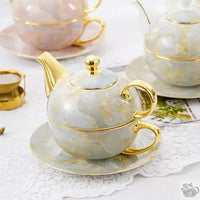 Thumbnail for Théière solitaire en porcelaine marbrée cadeau | Théières à la folie