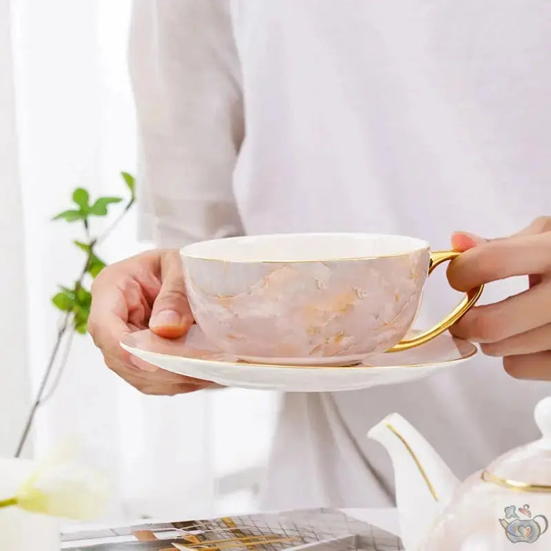 Théière solitaire en porcelaine marbrée cadeau | Théières à la folie