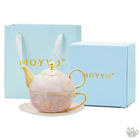 Thumbnail for Théière solitaire en porcelaine marbrée cadeau | Théières à la folie