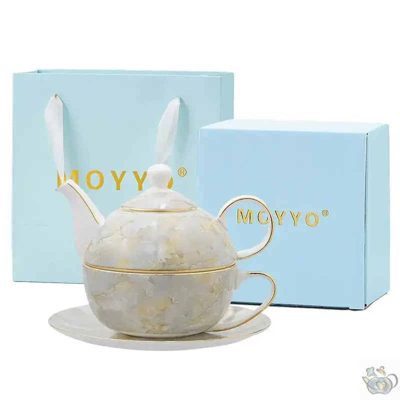 Théière solitaire en porcelaine marbrée cadeau | Théières à la folie