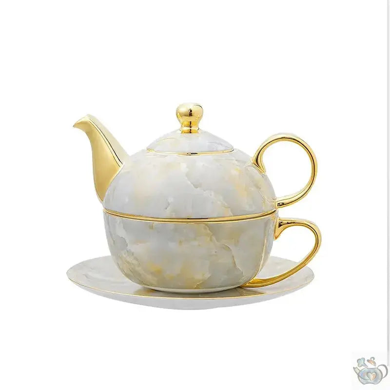 Théière solitaire en porcelaine marbrée cadeau | Théières à la folie