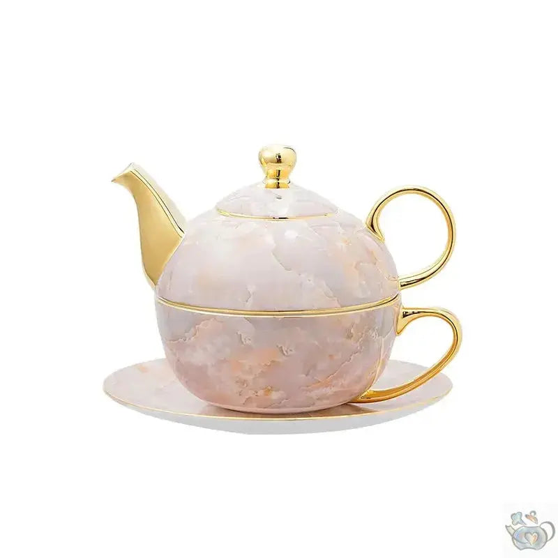 Théière solitaire en porcelaine marbrée cadeau | Théières à la folie