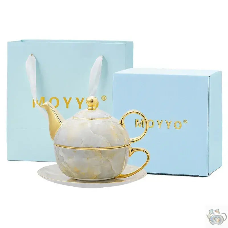 Théière solitaire en porcelaine marbrée cadeau | Théières à la folie