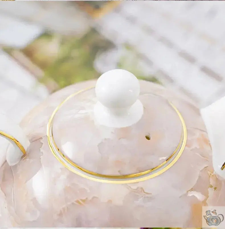Théière solitaire en porcelaine marbrée cadeau | Théières à la folie