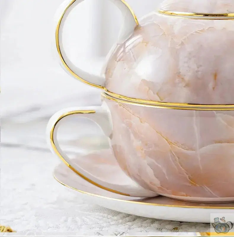 Théière solitaire en porcelaine marbrée cadeau | Théières à la folie
